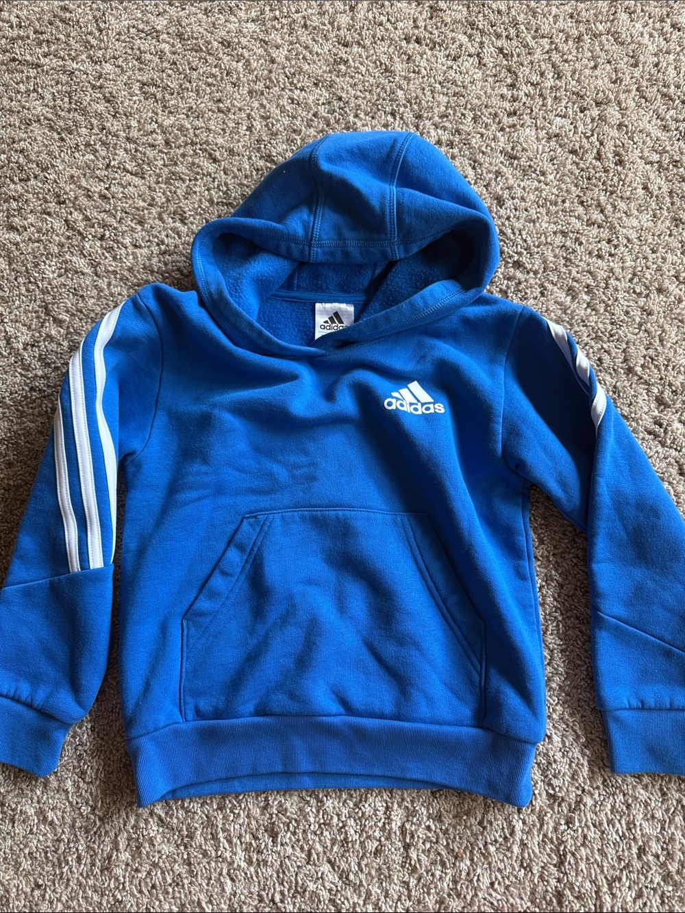 Adidas blue cotton poly blend pullover hoodie size 5